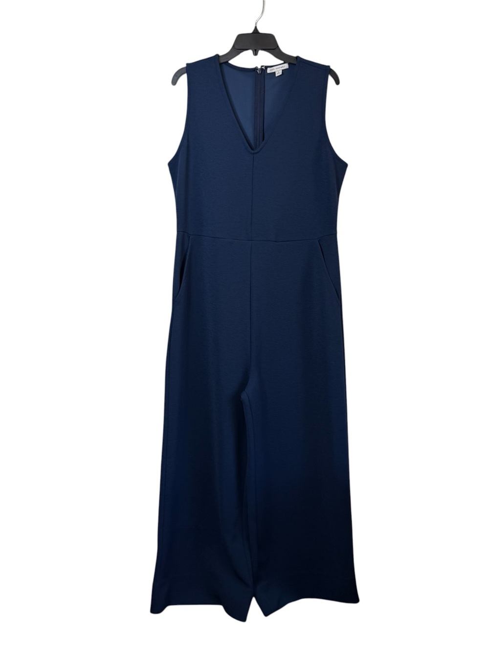 Free Assembly Navy Blue Wide Leg Jumpsuit V-Neck Sleeveless Pockets Size Large